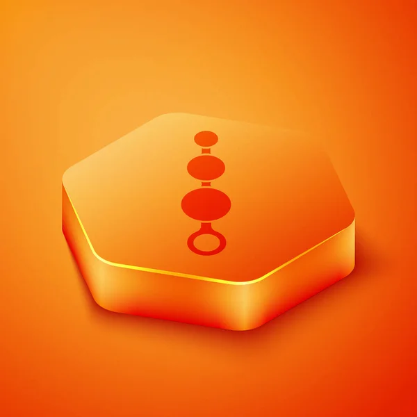 Isométrique Perles Anales Icône Isolée Sur Fond Orange Boules Anales — Image vectorielle