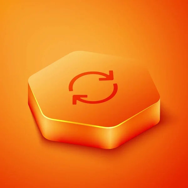 Isometrisches Aktualisieren Symbol Auf Orangefarbenem Hintergrund Symbol Neu Laden Rotationspfeile — Stockvektor