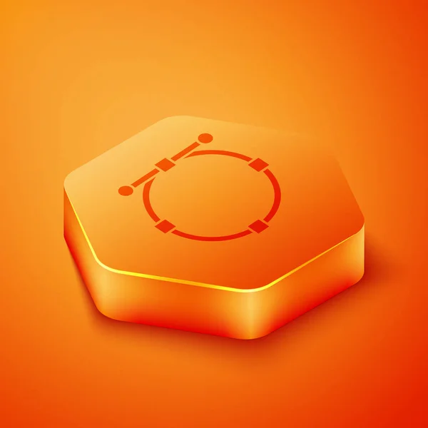Isometrischer Kreis Banner Mit Bezier Kurve Symbol Isoliert Auf Orangefarbenem — Stockvektor