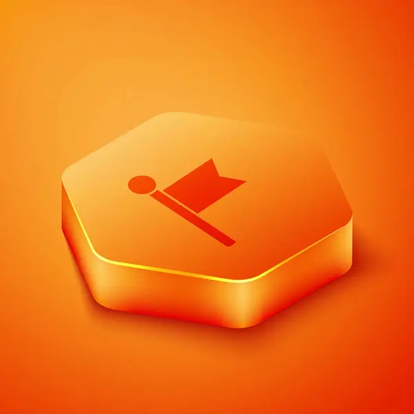 Isometric Flag Icon Isolated Orange Background Location Marker Symbol Orange — Stock Vector
