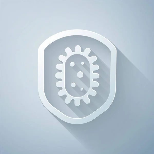 Escudo Corte Papel Que Protege Contra Virus Gérmenes Bacterias Icono — Vector de stock