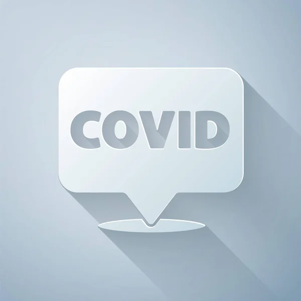 Papier Découpé Corona Virus Covid Sur Icône Localisation Isolé Sur — Image vectorielle