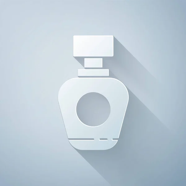 Papiergeschnittenes Parfüm Symbol Isoliert Auf Grauem Hintergrund Papierkunst Vektorillustration — Stockvektor
