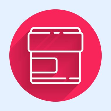 Beyaz çizgi krem ya da uzun gölgeli losyon kozmetik tüp ikonu. Erkekler için vücut bakım ürünleri. Kırmızı daire düğmesi. Vektör İllüstrasyonu