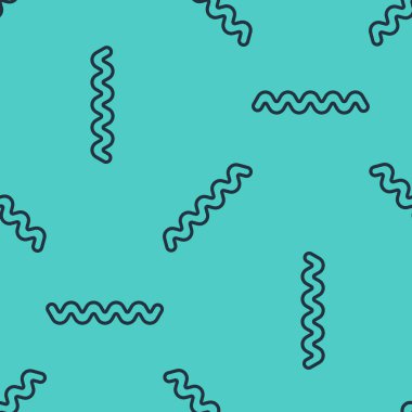 Siyah çizgi Virüs simgesi yeşil arka planda kusursuz desen izole etti. Corona virüsü 2019-nCoV. Bakteri ve mikroplar, hücre kanseri, mikrop, mantar. Vektör İllüstrasyonu