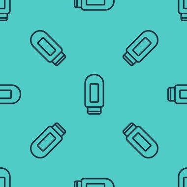 Siyah çizgi kremi ya da losyon kozmetik tüp ikonu yeşil arka planda izole edilmiş pürüzsüz desen. Erkekler için vücut bakım ürünleri. Vektör İllüstrasyonu