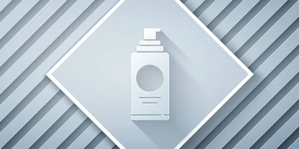 Papiergeschnittene Spraydose Für Haarspray Deo Schweißschutzsymbol Isoliert Auf Grauem Hintergrund — Stockvektor