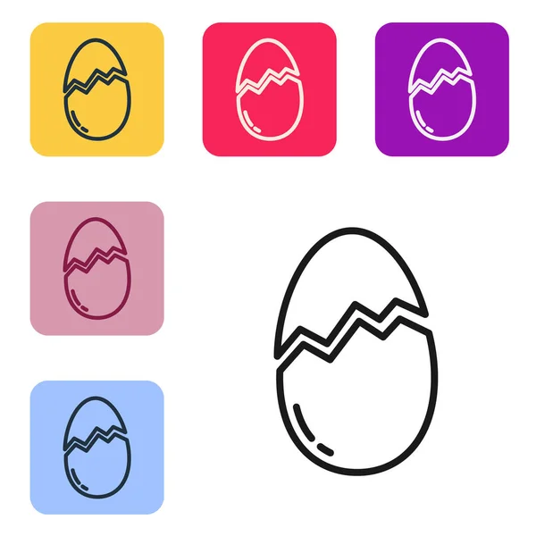 Black Line Broken Egg Icon Isolated White Background Happy Easter — Stock Vector