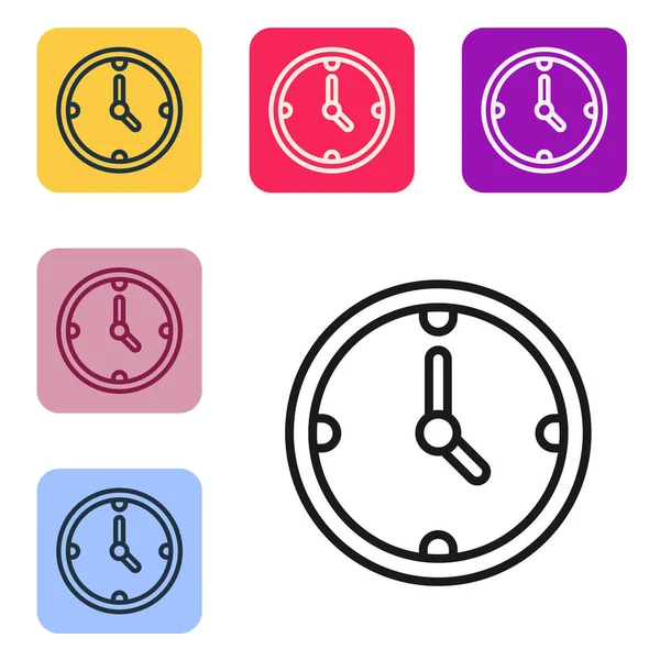 Icono Reloj Línea Negra Aislado Sobre Fondo Blanco Símbolo Tiempo — Vector de stock