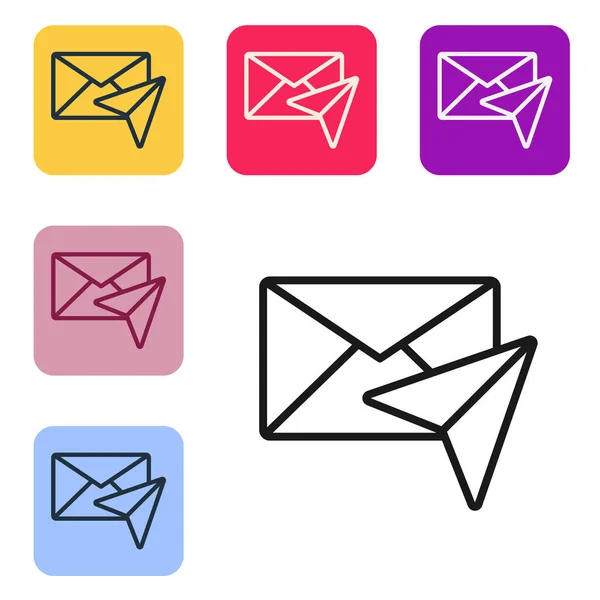 Μαύρο Εικονίδιο Φακέλων Γραμμής Απομονωμένο Λευκό Φόντο Email Σύμβολο Γράμμα — Διανυσματικό Αρχείο