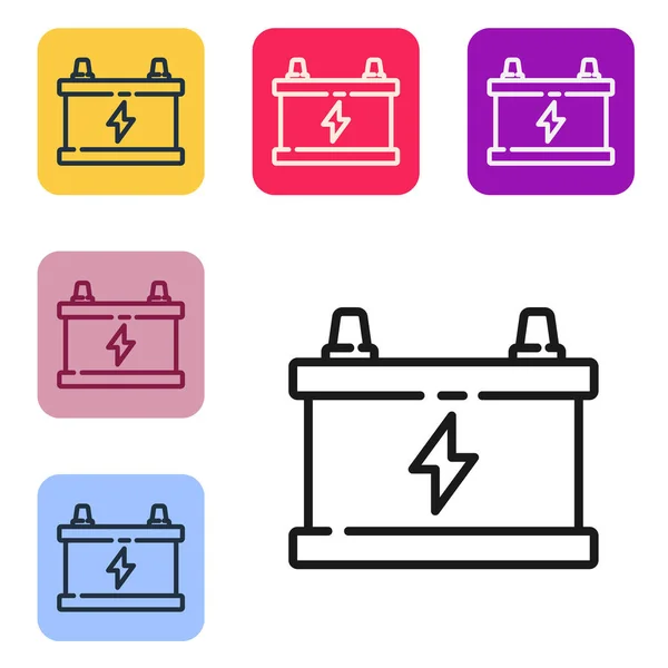 Schwarze Linie Autobatterie Symbol Isoliert Auf Weißem Hintergrund Akkumulatorbatterie Und — Stockvektor