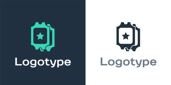 Logotype Cinema ticket icon isolated on white background. Logo design template element. Vector Illustration — Stock Vector