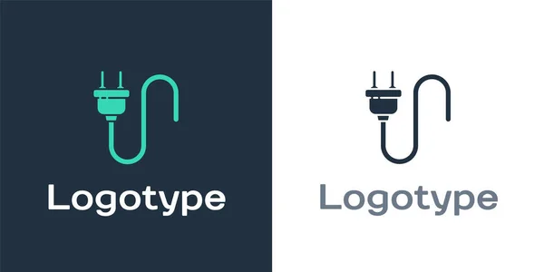 Ікона Logotype Electric plug ізольована на білому тлі. Концепція підключення та відключення електрики. Logo design template element Векторний приклад — стоковий вектор