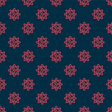 Kırmızı çizgi virüsü simgesi siyah arkaplanda izole edilmiş. Corona virüsü 2019-nCoV. Bakteri ve mikroplar, hücre kanseri, mikrop, mantar. Vektör İllüstrasyonu