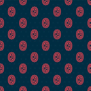 Kırmızı çizgi virüsü simgesi siyah arkaplanda izole edilmiş. Corona virüsü 2019-nCoV. Bakteri ve mikroplar, hücre kanseri, mikrop, mantar. Vektör İllüstrasyonu