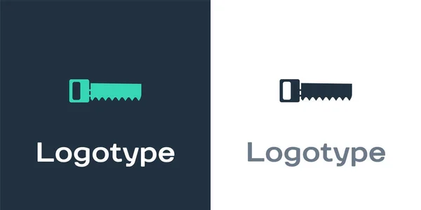 Logotyp Hand såg ikonen isolerad på vit bakgrund. Mall för logotyp. Vektor Illustration — Stock vektor