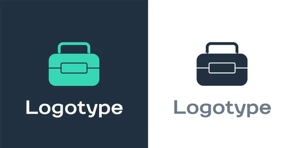 Logotype Toolbox ikon elszigetelt fehér alapon. Szerszámdoboz jel. Logó tervezési sablon elem. Vektorillusztráció — Stock Vector