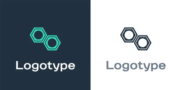 Logotype Hexagonal metal nut icon isolated on white background. Logo design template element. Vector Illustration — Stock Vector