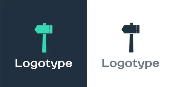 Logotype Hammer ikon elszigetelt fehér alapon. Szerszám a javításhoz. Logó tervezési sablon elem. Vektorillusztráció — Stock Vector