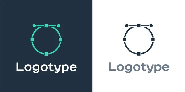 Baner Logotyp Circle z ikoną krzywej Beziera odizolowany na białym tle. Ikona narzędzia długopisu. Element szablonu logo. Ilustracja wektora — Wektor stockowy