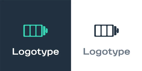 Logotype Akkumulátor töltési szint jelző ikon elszigetelt fehér háttér. Logó tervezési sablon elem. Vektorillusztráció — Stock Vector