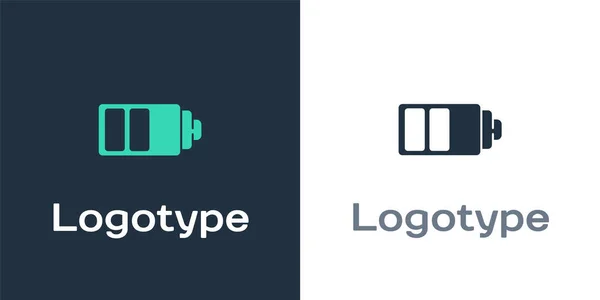 Logotype Batarya şarj seviyesi gösterge simgesi beyaz arkaplanda izole edildi. Logo tasarım şablonu elemanı. Vektör İllüstrasyonu — Stok Vektör