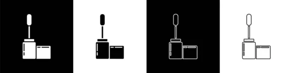 Set icona pennello Mascara isolato su sfondo bianco e nero. Illustrazione vettoriale — Vettoriale Stock