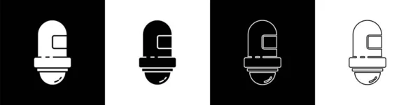 Set Antitranspirant Deo Roll Symbol isoliert auf schwarzem und weißem Hintergrund. Kosmetik für Körperhygiene. Vektorillustration — Stockvektor