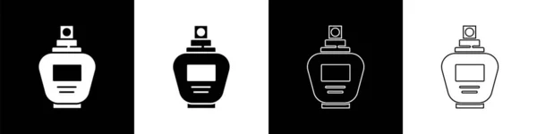 Ustaw ikonę perfum na czarno-białym tle. Ilustracja wektora — Wektor stockowy