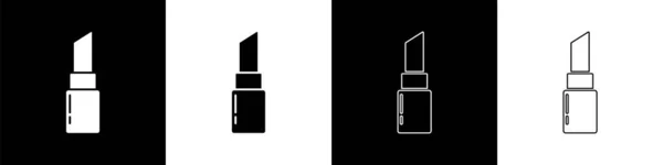 Установите значок губной помады на черно-белом фоне. 8 марта. Международный день счастливых женщин. Векторная миграция — стоковый вектор