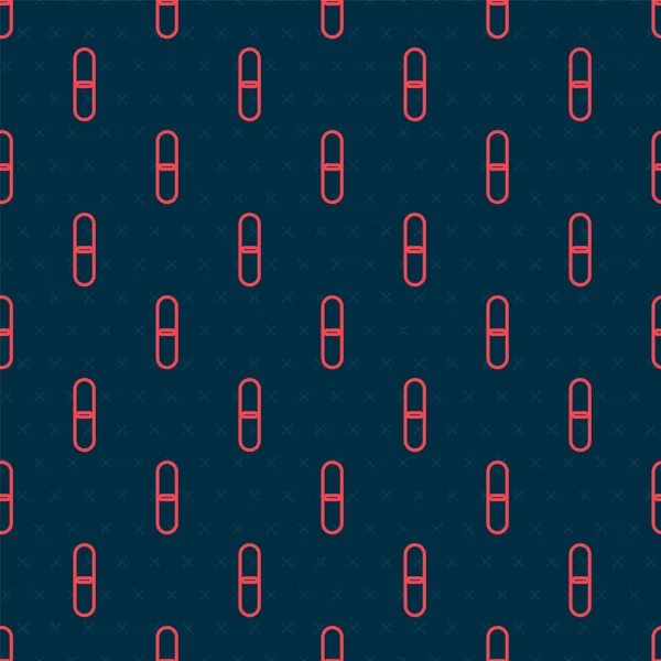 Linea rossa icona della lima del chiodo isolato modello senza soluzione di continuità su sfondo nero. Attrezzo per manicure. Illustrazione vettoriale — Vettoriale Stock