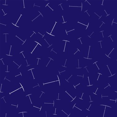 Beyaz Kazma simgesi mavi arkaplanda izole edilmiş. Vektör İllüstrasyonu