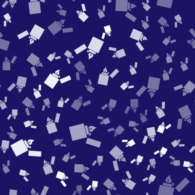 Beyaz Aydınlık simgesi mavi arkaplanda izole edilmiş pürüzsüz desen. Vektör İllüstrasyonu