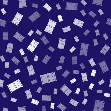 Beyaz Varil yağ sızıntısı ikonu mavi arka planda izole edilmiş. Vektör İllüstrasyonu