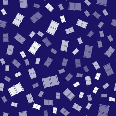 Beyaz Fıçı yağ ikonu mavi arka planda izole edilmiş pürüzsüz desen. Vektör İllüstrasyonu