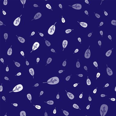 Beyaz Yaprak simgesi mavi arkaplanda izole edilmiş. İşaret bırakıyor. Taze doğal ürün sembolü. Vektör İllüstrasyonu