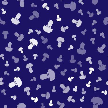 Beyaz mantar ikonu mavi arka planda izole edilmiş pürüzsüz desen. Vektör İllüstrasyonu