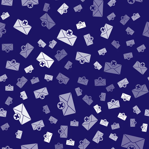 White Delete Envelope Icon Isoliert Nahtlose Muster Auf Blauem Hintergrund — Stockvektor
