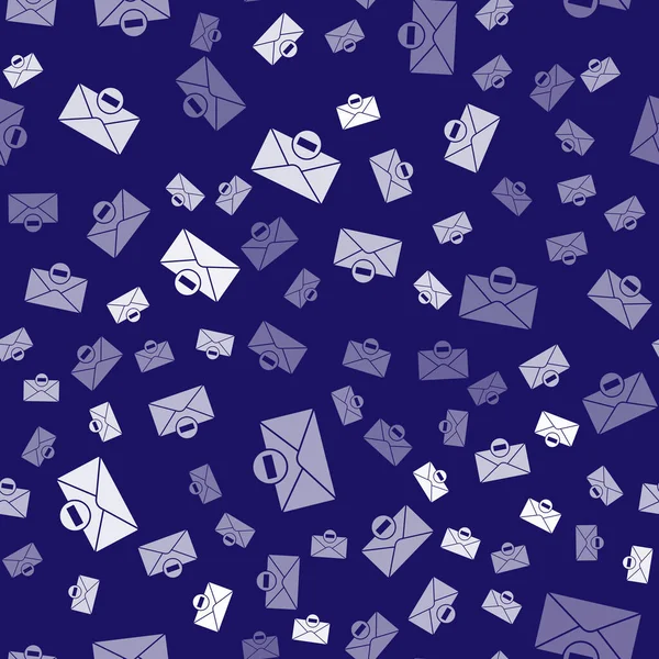 White Delete Envelope Icon Isolated Seamless Pattern Blue Background Delete — Stock Vector