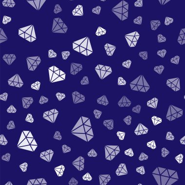 Beyaz Elmas simgesi mavi arka planda kusursuz desen izole etti. Mücevher sembolü. Mücevher taşı. Vektör İllüstrasyonu