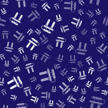 Beyaz Su filtresi simgesi mavi arkaplanda izole edilmiş kusursuz desen. Su filtreleme sistemi. Ters osmoz sistemi. Vektör İllüstrasyonu