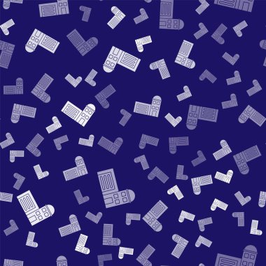 İtfaiye ikonunun beyaz binası mavi arka planda izole edilmiş. İtfaiye binası. Vektör İllüstrasyonu