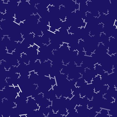 Masa simgesinin her iki tarafında sıraları olan beyaz piknik masası mavi arka planda izole edilmiş pürüzsüz desen. Vektör İllüstrasyonu