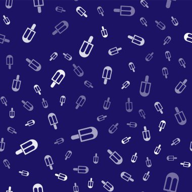 Beyaz dondurma ikonu mavi arka planda izole edilmiş kusursuz desen. Güzel sembol. Vektör İllüstrasyonu