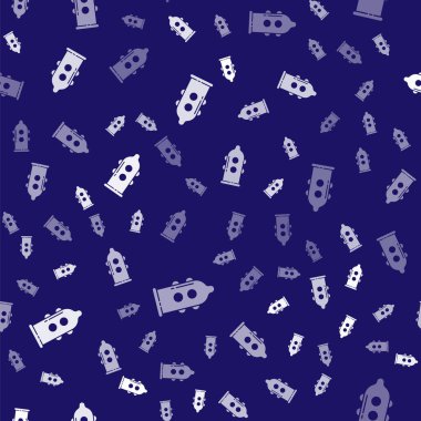 Beyaz prezervatif güvenli seks ikonu mavi arka planda izole edilmiş kusursuz desen. Güvenli aşk sembolü. Erkekler için doğum kontrol yöntemi. Vektör İllüstrasyonu