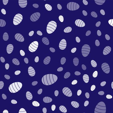 Beyaz Paskalya yumurtası ikonu mavi arka planda izole edilmiş. Mutlu Paskalyalar. Vektör İllüstrasyonu