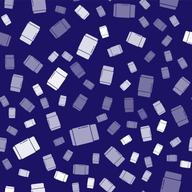 Beyaz silgi ya da kauçuk ikon mavi arka planda izole edilmiş pürüzsüz desen. Vektör İllüstrasyonu