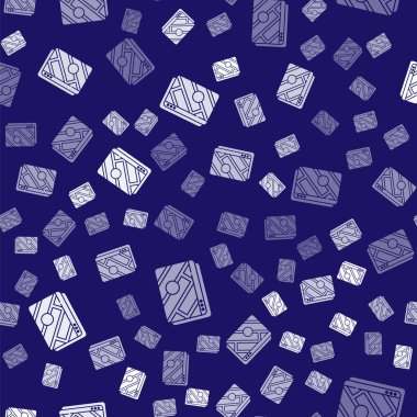 Şehir haritası yön bulma simgesinin beyaz bilgileri mavi arkaplanda izole edilmiş. Mobil Uygulama Arayüzü tasarımı. Coğrafi konsept. Vektör İllüstrasyonu