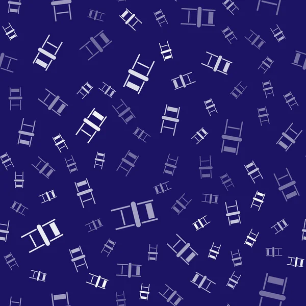 Icône Chaise Blanche Isolé Motif Sans Couture Sur Fond Bleu — Image vectorielle