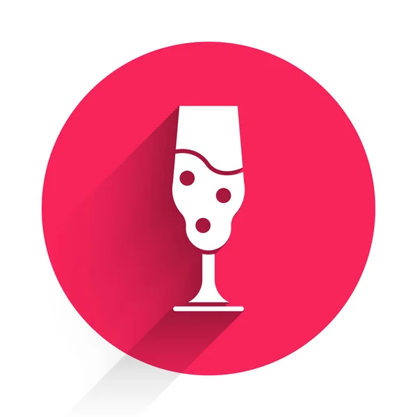Ikon Gelas Anggur Putih Terisolasi Dengan Bayangan Panjang Ikon Wineglass - Stok Vektor